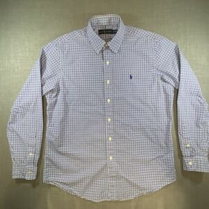 Ralph Lauren Mens Blue Gingham Checkered Button Down Shirt Classic Fit Large